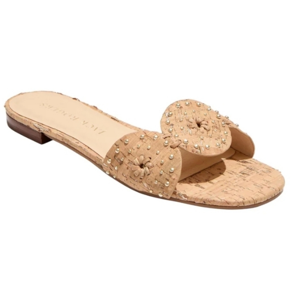 Jack Rogers Ellis Sandals Stud Flat Metallic Cork Women's Size 11M Resortwear